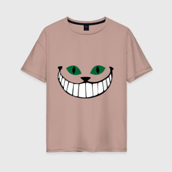 Женская футболка хлопок Oversize Чеширский кот
