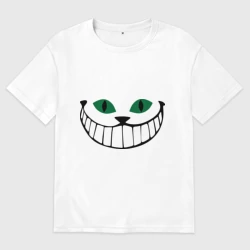 Женская футболка хлопок Oversize Чеширский кот