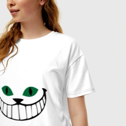 Женская футболка хлопок Oversize Чеширский кот - фото 2