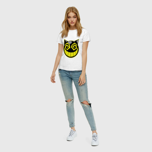 Женская футболка хлопок с принтом Сумасшедший смайл, вид сбоку #3