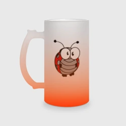 Кружка пивная матовое стекло Божья коровка