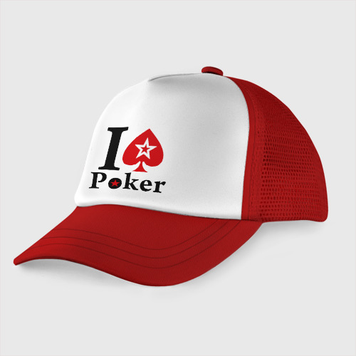 Детская кепка тракер Я люблю покер, цвет красный