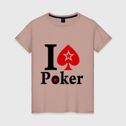 Женская футболка хлопок Я люблю покер