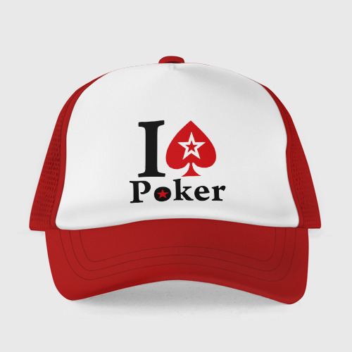 Детская кепка тракер Я люблю покер, цвет красный - фото 2