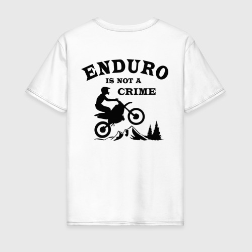Мужская футболка из хлопка с принтом Enduro is not a crime, вид сзади №1