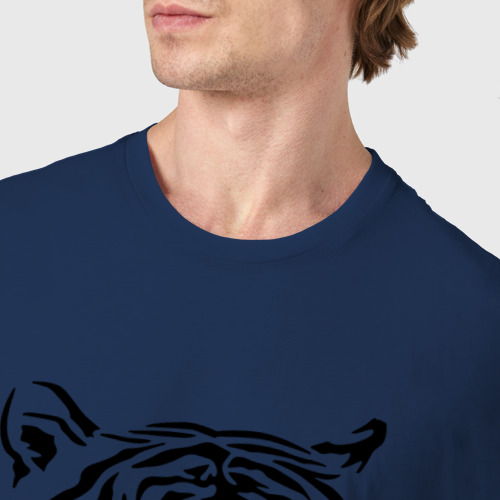 Мужская футболка хлопок Величественный тигр, цвет темно-синий - фото 6
