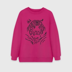 Женский свитшот oversize без начеса хлопок Величественный тигр