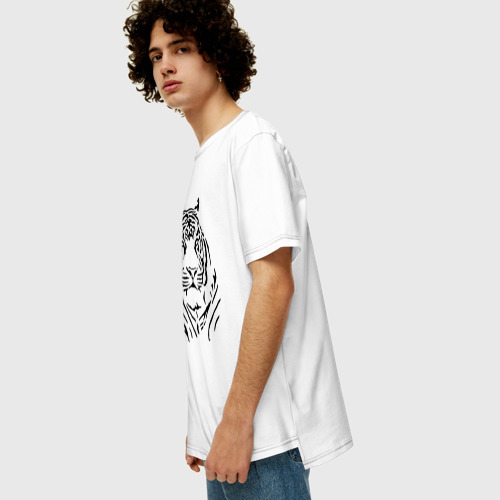 Мужская футболка хлопок Oversize Величественный тигр, цвет белый - фото 5