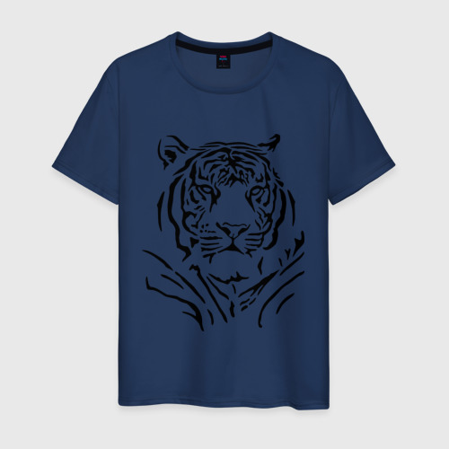 Мужская футболка хлопок Величественный тигр, цвет темно-синий