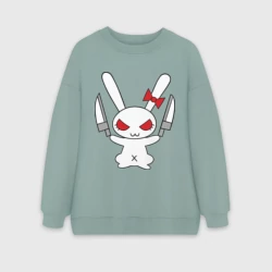 Женский свитшот oversize без начеса хлопок Зайка с ножами