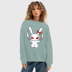 Женский свитшот oversize без начеса хлопок Зайка с ножами - фото 2