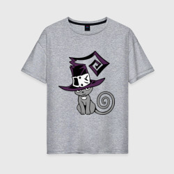 Женская футболка хлопок Oversize Кошка-Ведьма