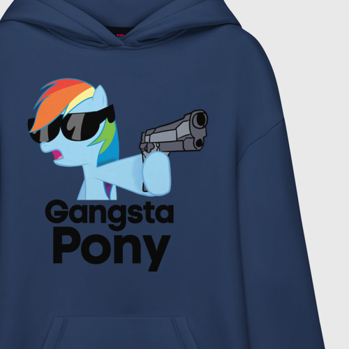 Худи SuperOversize хлопок Gangsta pony, цвет темно-синий - фото 3