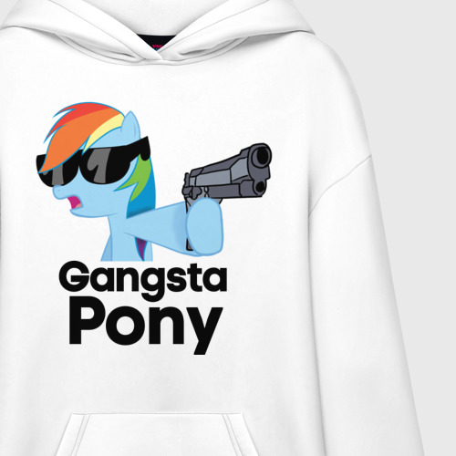 Худи SuperOversize хлопок Gangsta pony, цвет белый - фото 3