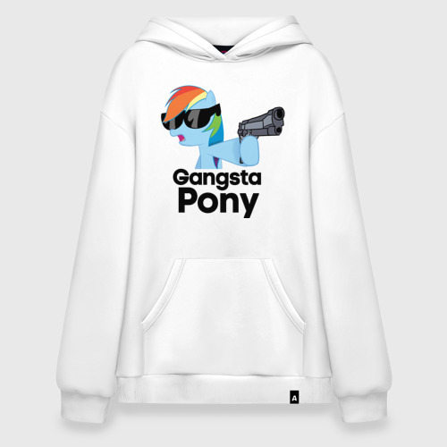 Худи SuperOversize хлопок Gangsta pony, цвет белый