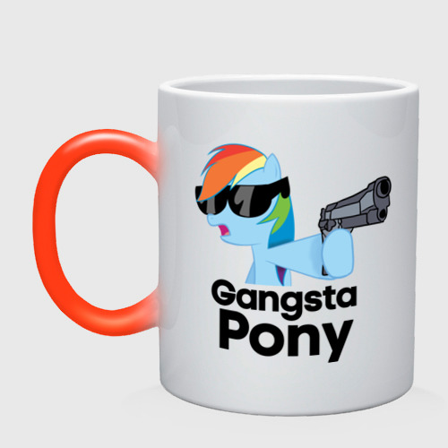 Кружка хамелеон Gangsta pony, цвет белый + красный