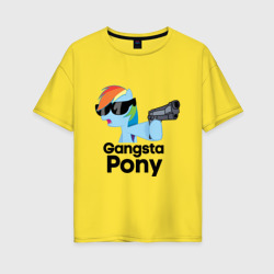 Женская футболка хлопок Oversize Gangsta pony
