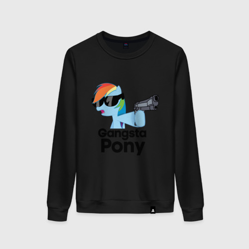 Женский свитшот хлопок Gangsta pony, цвет черный