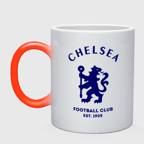 Кружка хамелеон Челси Футбольный клуб Chelsea, цвет белый + красный