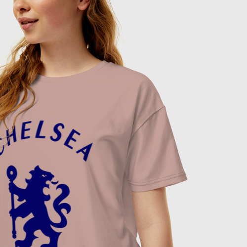 Женская футболка хлопок Oversize Челси Футбольный клуб Chelsea, цвет пыльно-розовый - фото 3