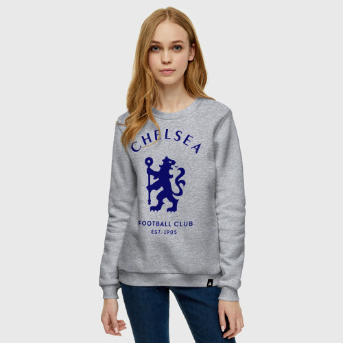 Женский свитшот хлопок Челси Футбольный клуб Chelsea, цвет меланж - фото 3