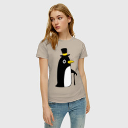Женская футболка хлопок Пингвин в шляпе - фото 2