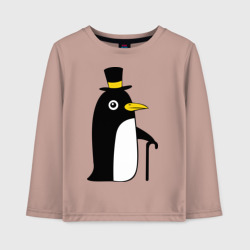 Детский лонгслив хлопок Пингвин в шляпе