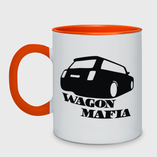 Кружка двухцветная WAGON MAFIA, цвет белый + оранжевый