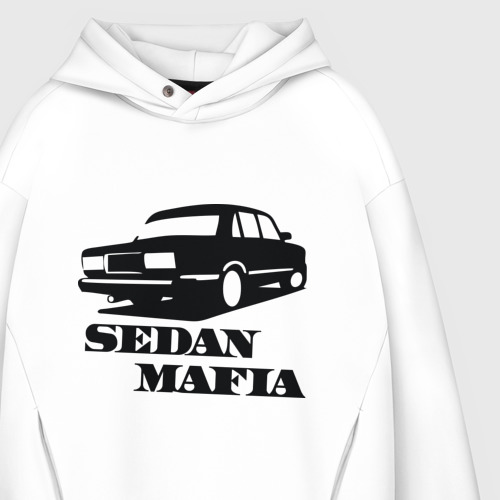 Мужское худи Oversize хлопок SEDAN MAFIA, цвет белый - фото 4