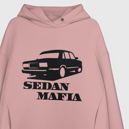 Женское худи Oversize хлопок SEDAN MAFIA, цвет пыльно-розовый - фото 3