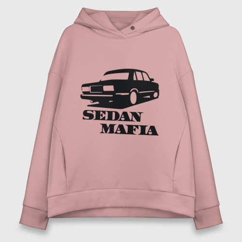 Женское худи Oversize хлопок SEDAN MAFIA, цвет пыльно-розовый