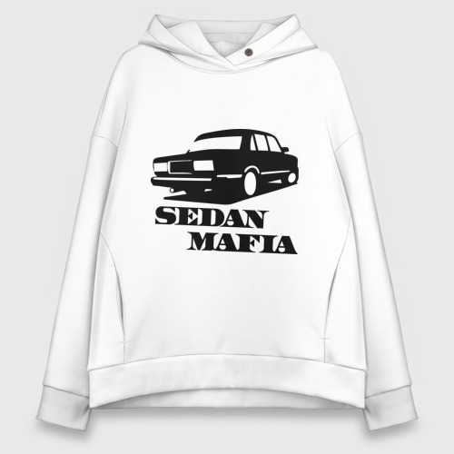 Женское худи Oversize хлопок SEDAN MAFIA, цвет белый