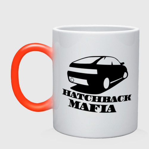 Кружка хамелеон HATCHBACK MAFIA, цвет белый + красный