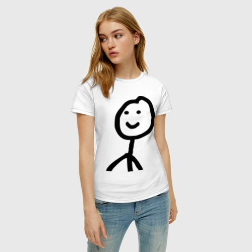Женская футболка хлопок Человечные Человечки, цвет белый - фото 3
