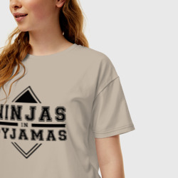 Женская футболка хлопок Oversize Ninjas In Pyjamas - фото 2