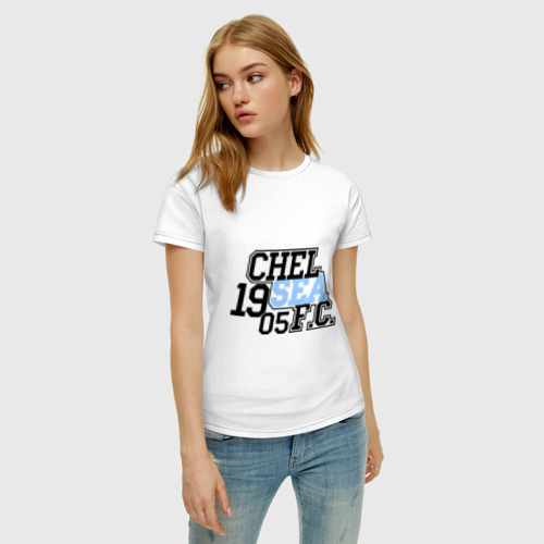 Женская футболка хлопок Chelsea FC, цвет белый - фото 3