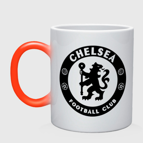 Кружка хамелеон Chelsea logo, цвет белый + красный