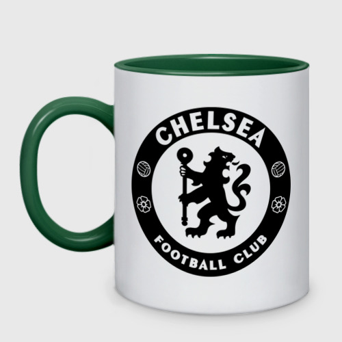 Кружка двухцветная с принтом Chelsea logo, вид спереди #2