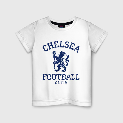 Детская футболка из хлопка с принтом Chelsea FC, вид спереди №1