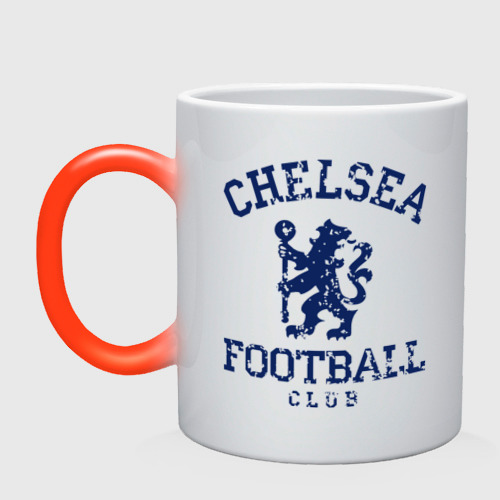 Кружка хамелеон Chelsea FC, цвет белый + красный