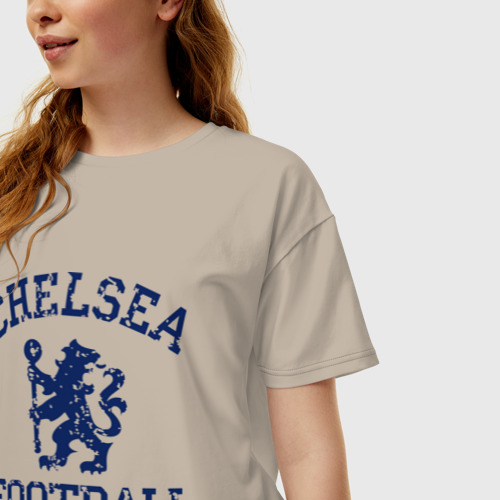 Женская футболка хлопок Oversize Chelsea FC, цвет миндальный - фото 3