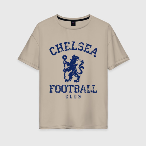 Женская футболка хлопок Oversize Chelsea FC, цвет миндальный