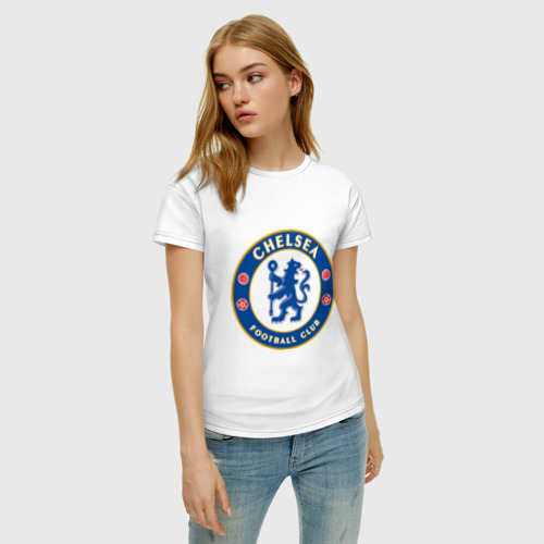 Женская футболка хлопок Chelsea logo, цвет белый - фото 3