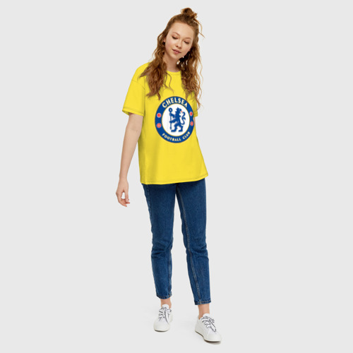 Женская футболка хлопок Oversize Chelsea logo, цвет желтый - фото 5