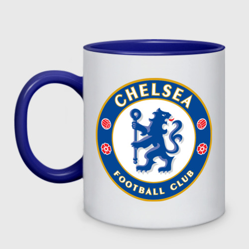 Кружка двухцветная Chelsea logo, цвет белый + синий