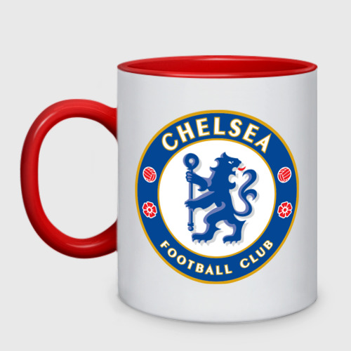 Кружка двухцветная Chelsea logo, цвет белый + красный