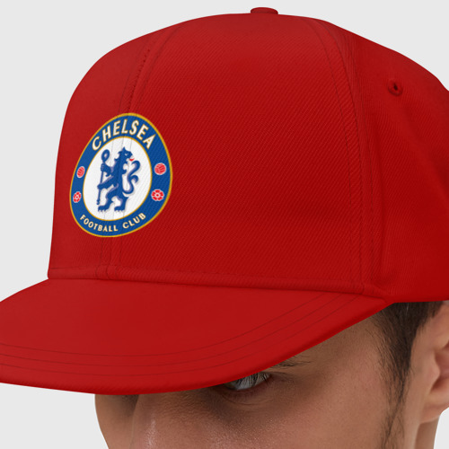 Кепка снепбек с прямым козырьком Chelsea logo, цвет красный