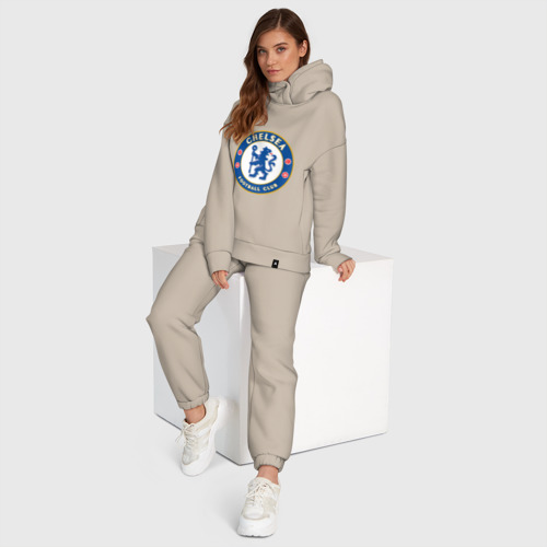 Женский костюм хлопок Oversize с принтом Chelsea logo, фото #4