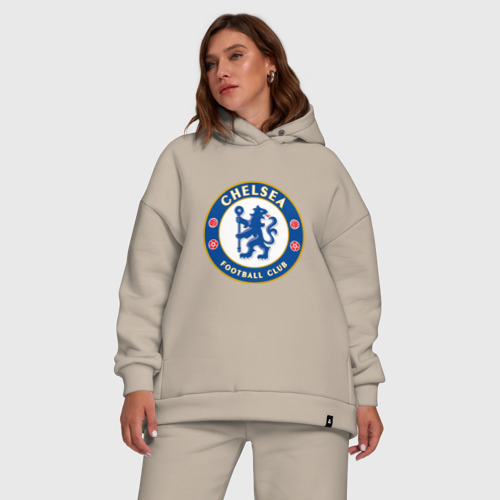 Женский костюм хлопок Oversize с принтом Chelsea logo, фото #5