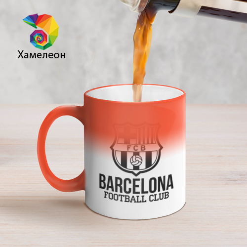 Кружка хамелеон Barcelona FC, цвет белый + красный - фото 5